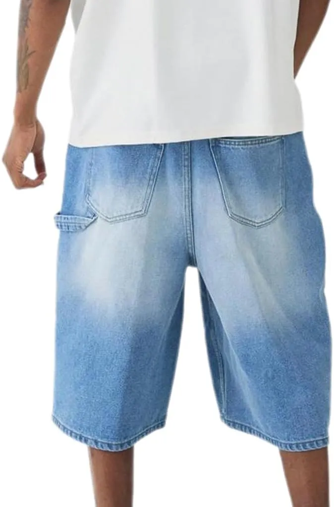 IDEALSANXUN Baggy Jean Shorts Men Summer Casual Jorts Relaxed Fit Long Denim Shorts