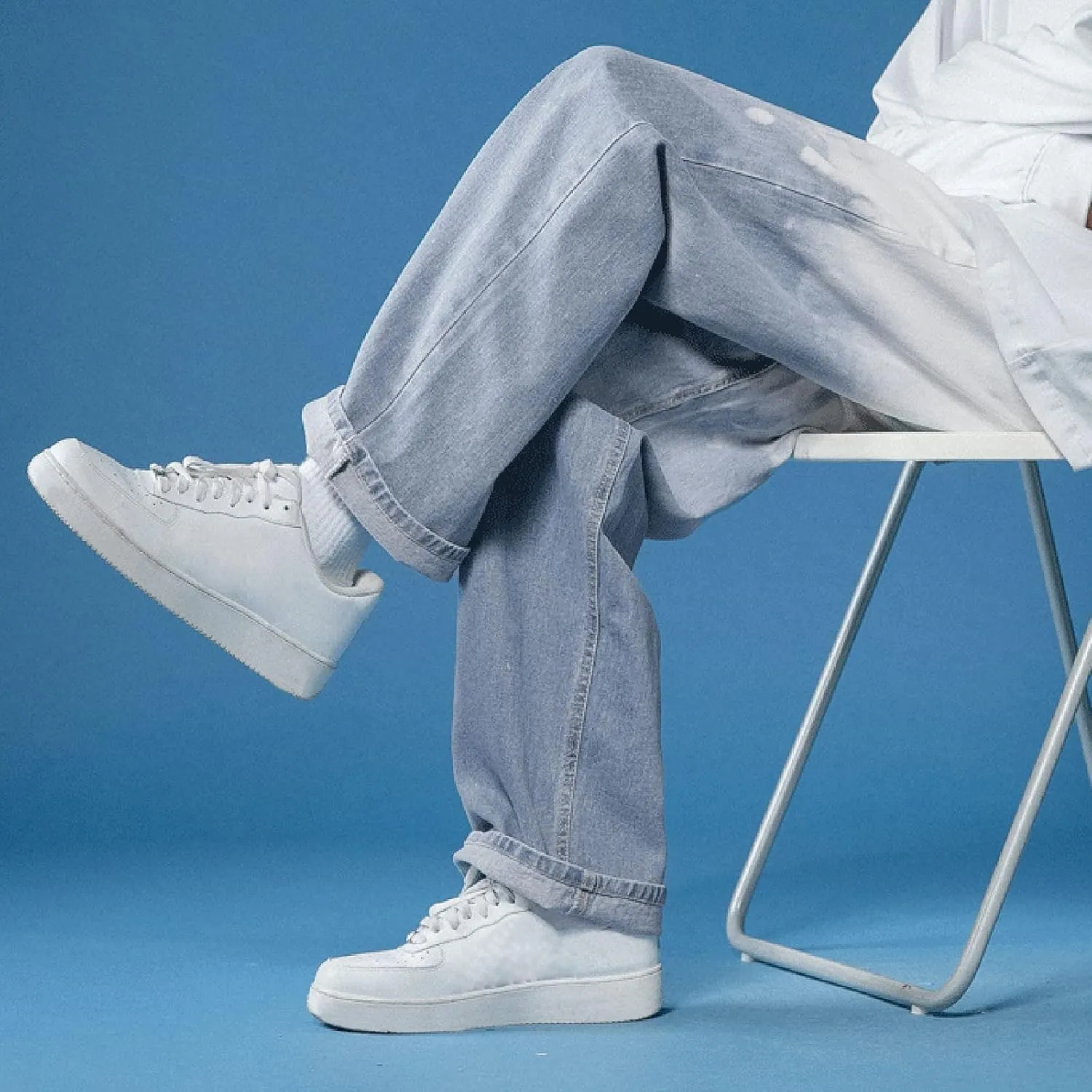 Jeans for Men Men's Size Trousers Leg Pants Loose Drop Fashion Large Men's Pants Straight Mid Rise Jeans Men's