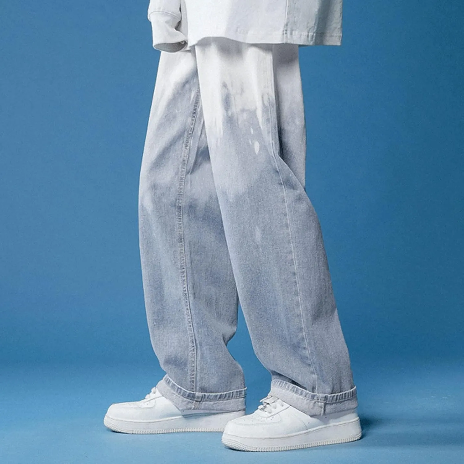 Jeans for Men Men's Size Trousers Leg Pants Loose Drop Fashion Large Men's Pants Straight Mid Rise Jeans Men's