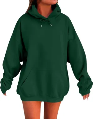 KIKX0DE Womens Oversized Sweatshirts Fleece Hoodies Long Sleeve Shirts Pullover Drop Shoulder Outfits 2024 With Pocket