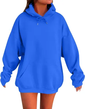 KIKX0DE Womens Oversized Sweatshirts Fleece Hoodies Long Sleeve Shirts Pullover Drop Shoulder Outfits 2024 With Pocket