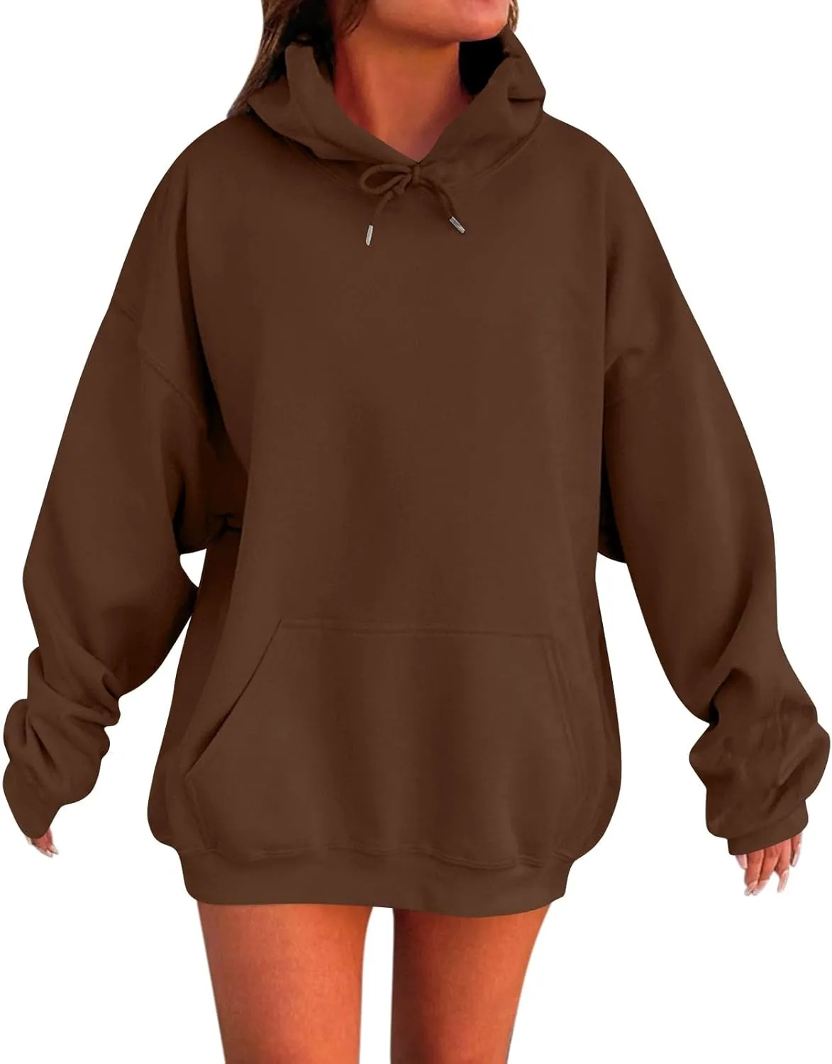 KIKX0DE Womens Oversized Sweatshirts Fleece Hoodies Long Sleeve Shirts Pullover Drop Shoulder Outfits 2024 With Pocket