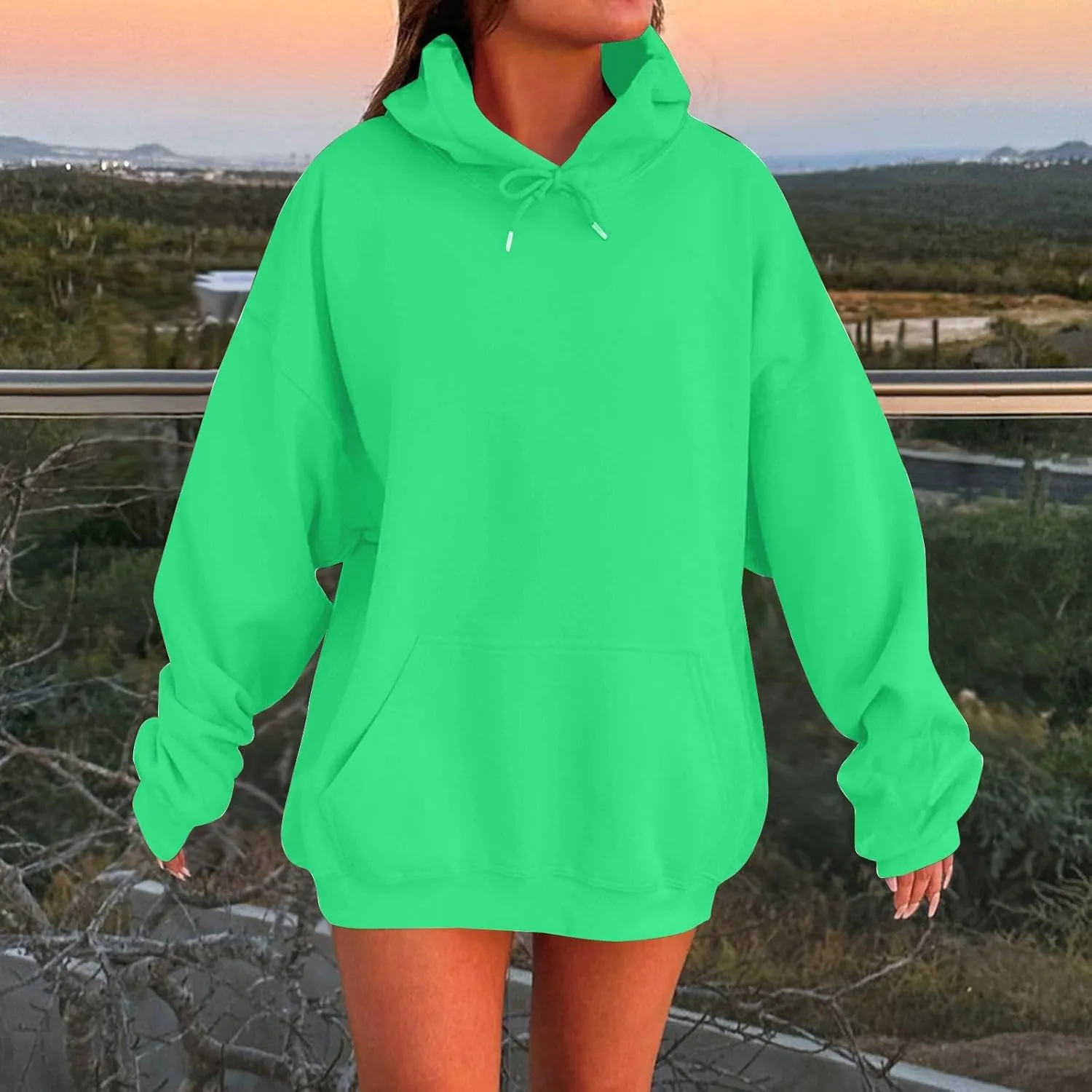 KIKX0DE Womens Oversized Sweatshirts Fleece Hoodies Long Sleeve Shirts Pullover Drop Shoulder Outfits 2024 With Pocket