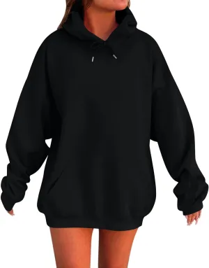 KIKX0DE Womens Oversized Sweatshirts Fleece Hoodies Long Sleeve Shirts Pullover Drop Shoulder Outfits 2024 With Pocket