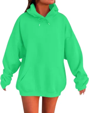 KIKX0DE Womens Oversized Sweatshirts Fleece Hoodies Long Sleeve Shirts Pullover Drop Shoulder Outfits 2024 With Pocket