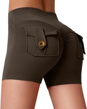 Kubbon Workout Shorts Womens Butt Booty Yoga Lifting Shorts High Waisted Quick Dry Running Athletic Leggings with Pockets