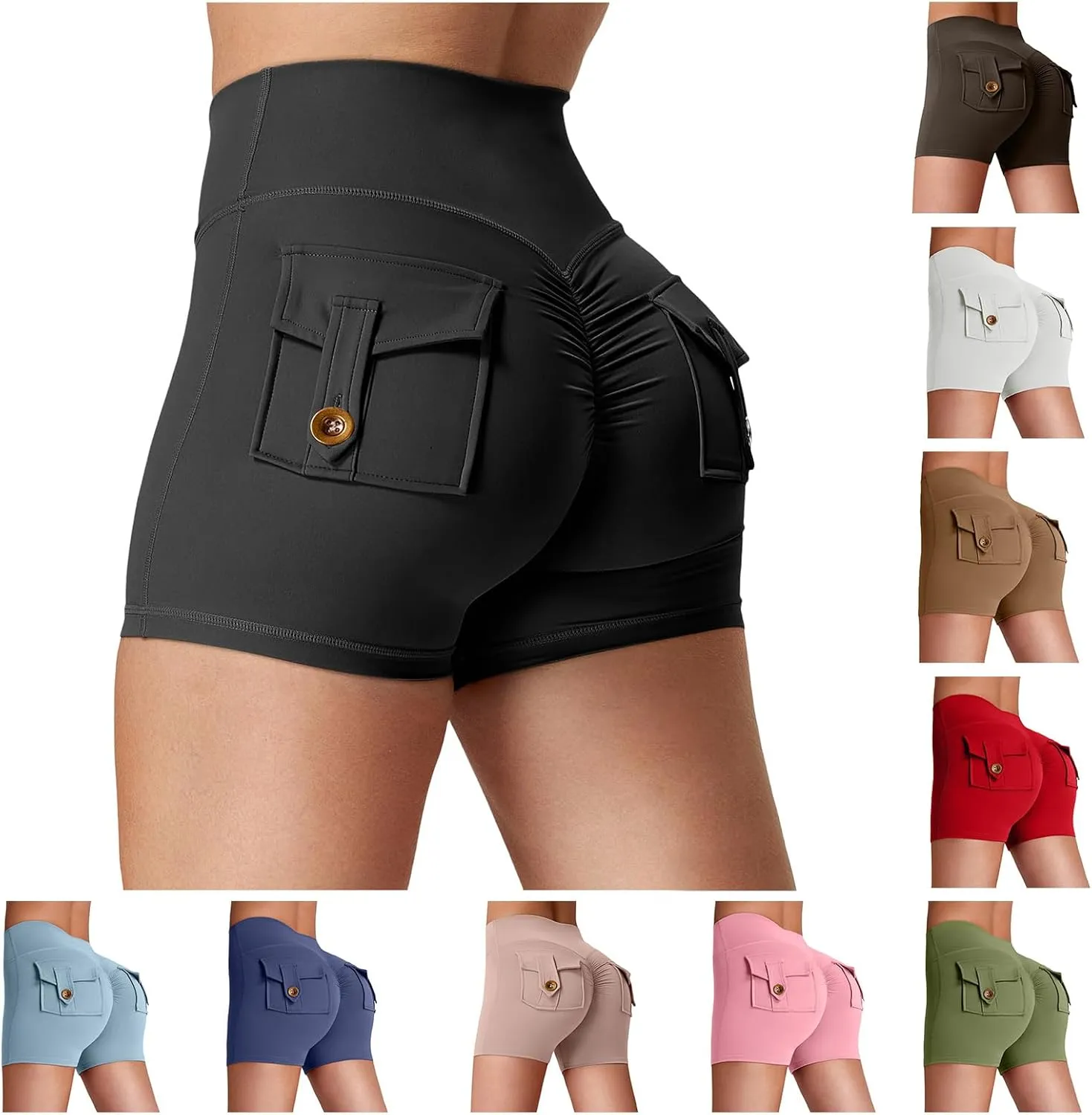 Kubbon Workout Shorts Womens Butt Booty Yoga Lifting Shorts High Waisted Quick Dry Running Athletic Leggings with Pockets