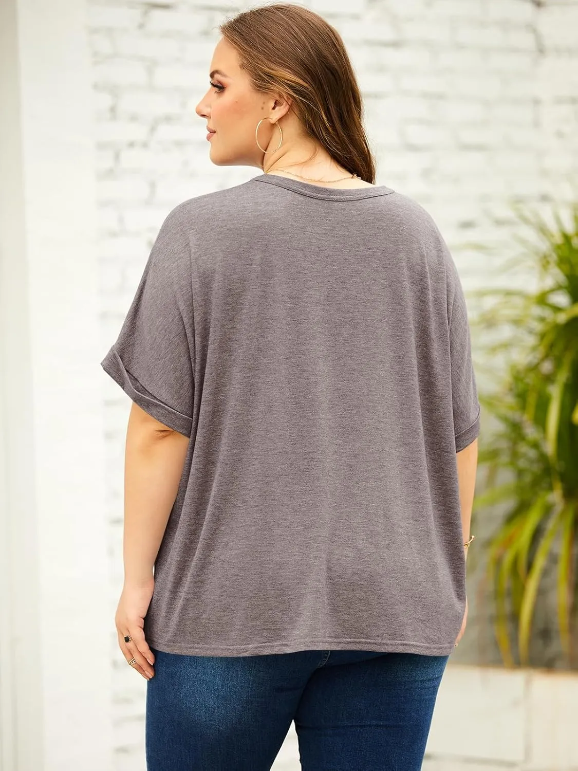 Langwyqu Womens Tops Oversized Tshirts Summer Short Sleeve T Shirts Casual Loose Fit Basic Tees