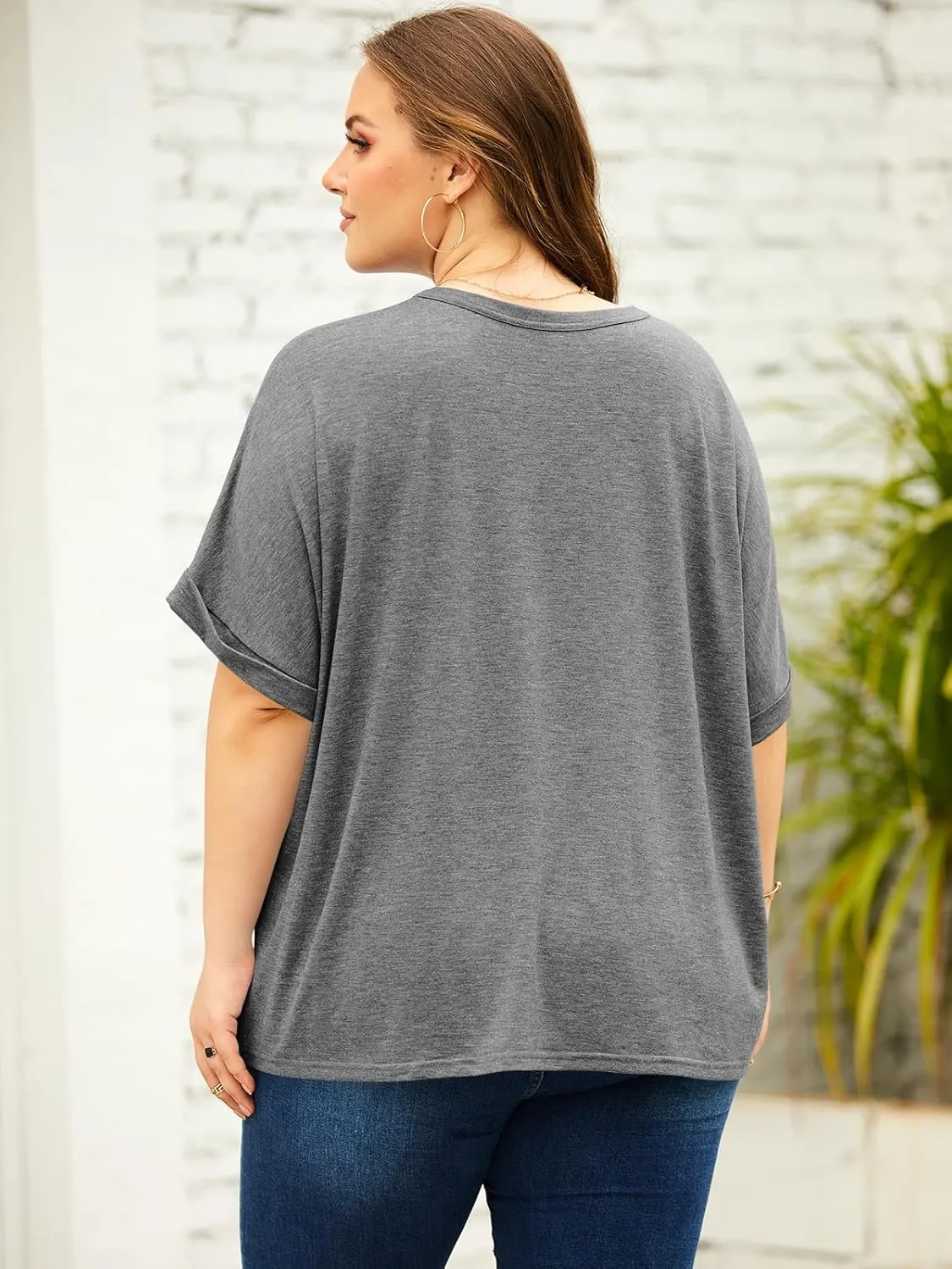 Langwyqu Womens Tops Oversized Tshirts Summer Short Sleeve T Shirts Casual Loose Fit Basic Tees