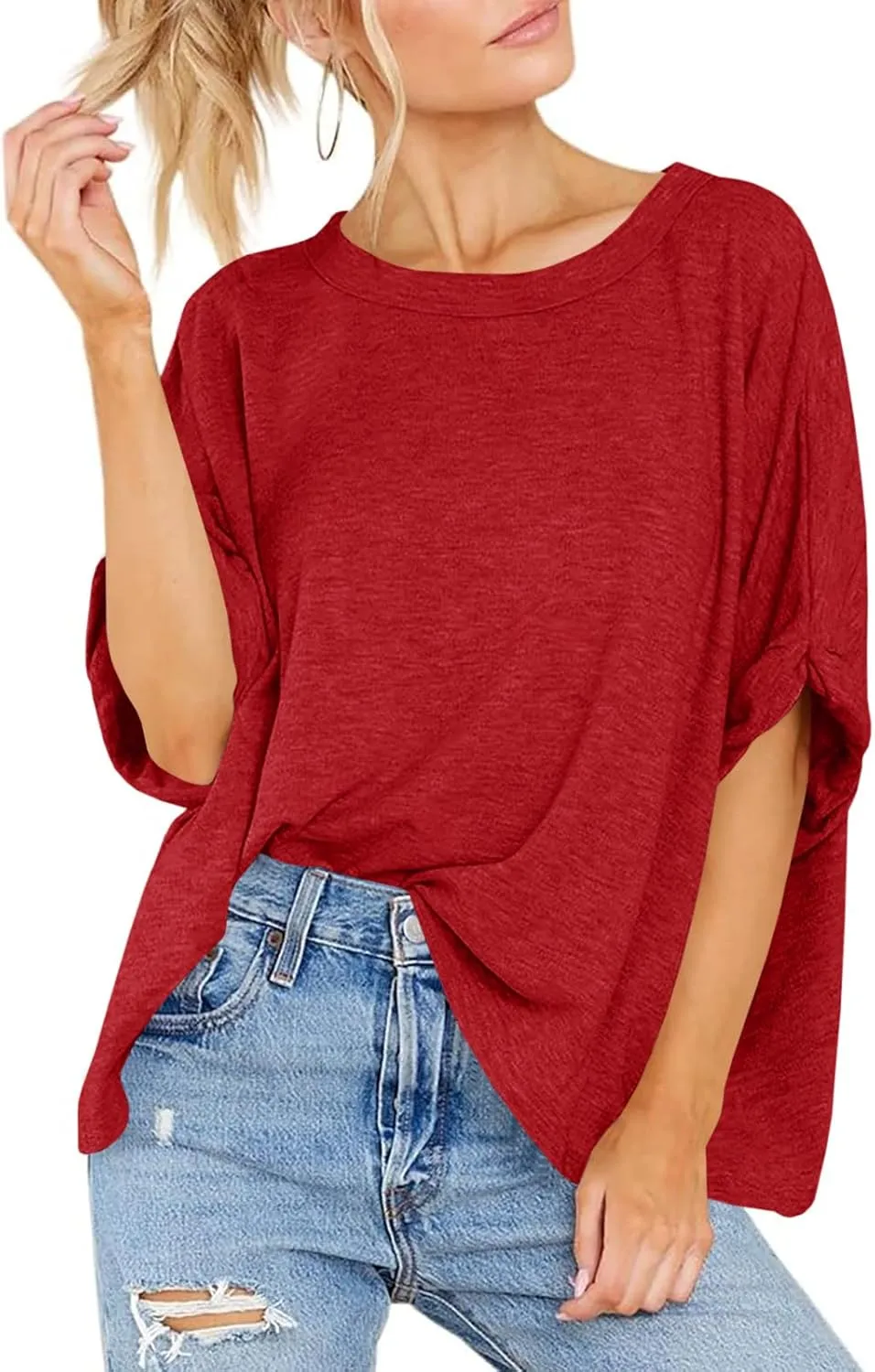 Langwyqu Womens Tops Oversized Tshirts Summer Short Sleeve T Shirts Casual Loose Fit Basic Tees