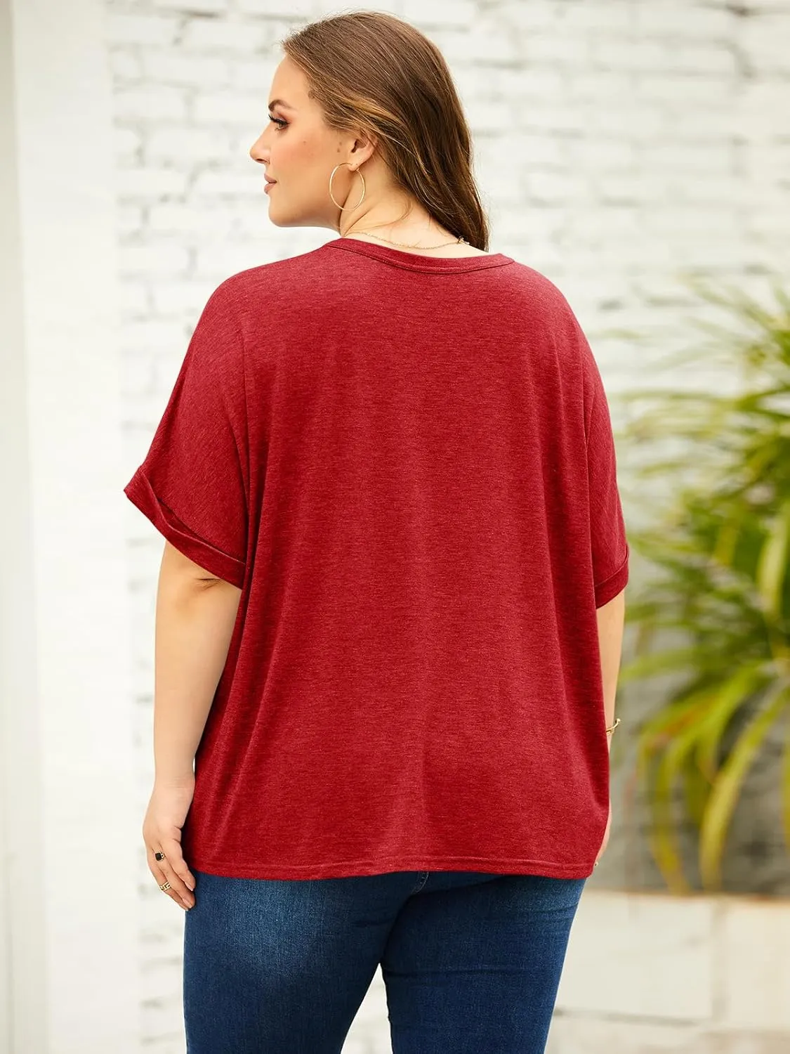 Langwyqu Womens Tops Oversized Tshirts Summer Short Sleeve T Shirts Casual Loose Fit Basic Tees