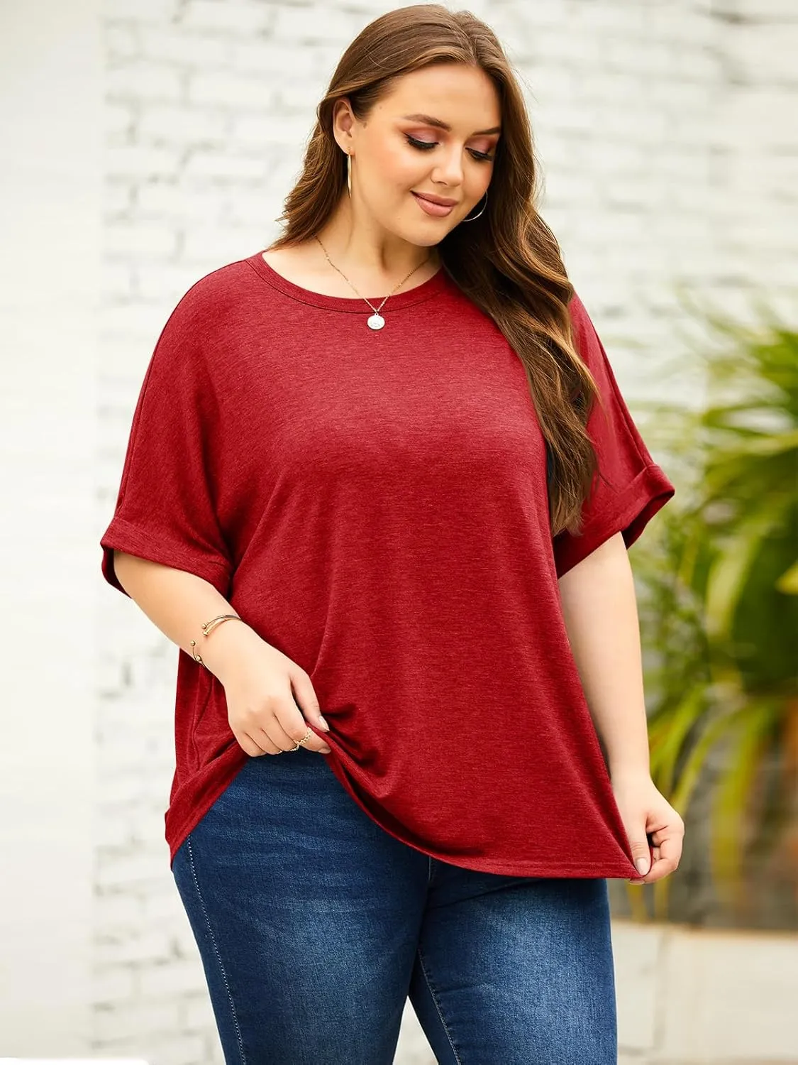 Langwyqu Womens Tops Oversized Tshirts Summer Short Sleeve T Shirts Casual Loose Fit Basic Tees