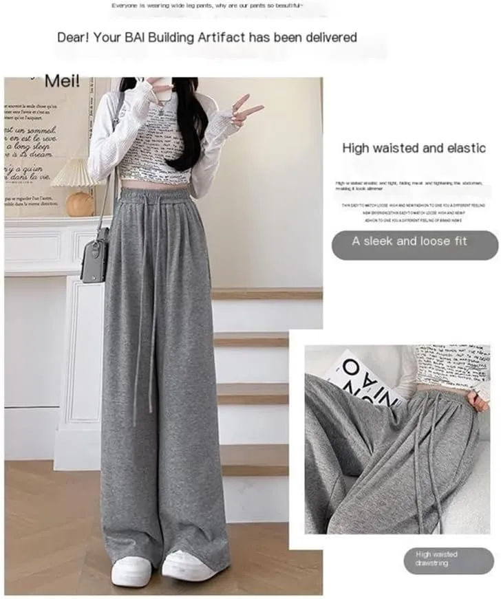 Lazy, soft straight-leg mopping trousers thin loose pants wide-leg pants