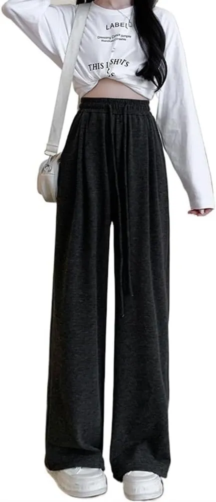 Lazy, soft straight-leg mopping trousers thin loose pants wide-leg pants
