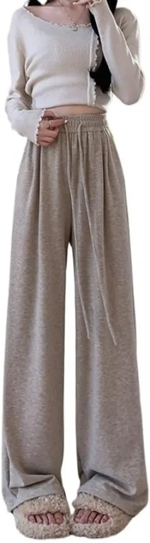 Lazy, soft straight-leg mopping trousers thin loose pants wide-leg pants