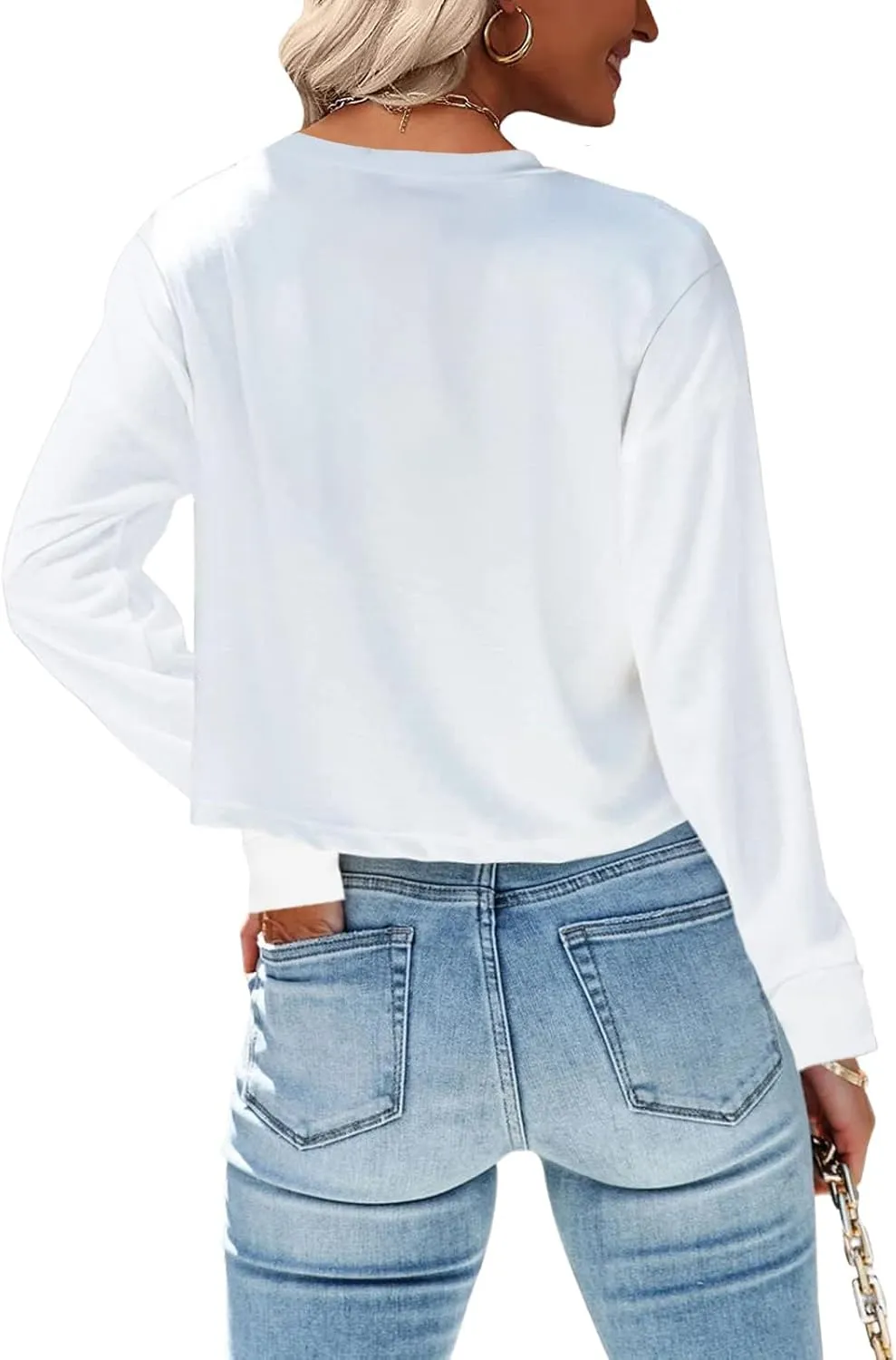 LCXWFE Women Summer Crop Tops Casual Round Neck Cropped T Shirt Solid Color Basic Tees