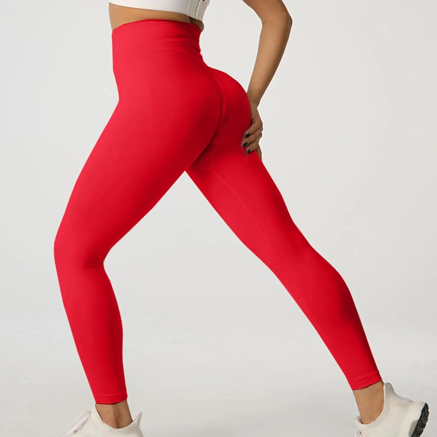 Leggings for Women Tummy Control Petite High Waist Solid Color Yoga Trousers Workout Running Slim Pants