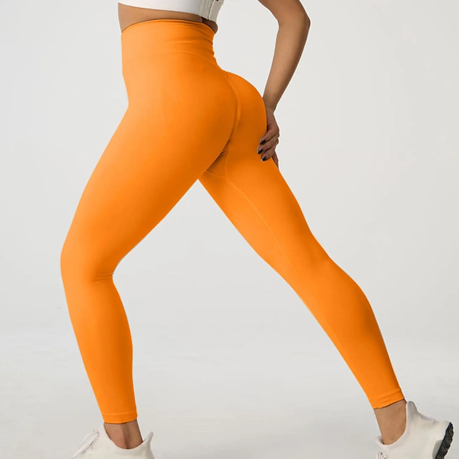 Leggings for Women Tummy Control Petite High Waist Solid Color Yoga Trousers Workout Running Slim Pants