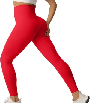Leggings for Women Tummy Control Petite High Waist Solid Color Yoga Trousers Workout Running Slim Pants
