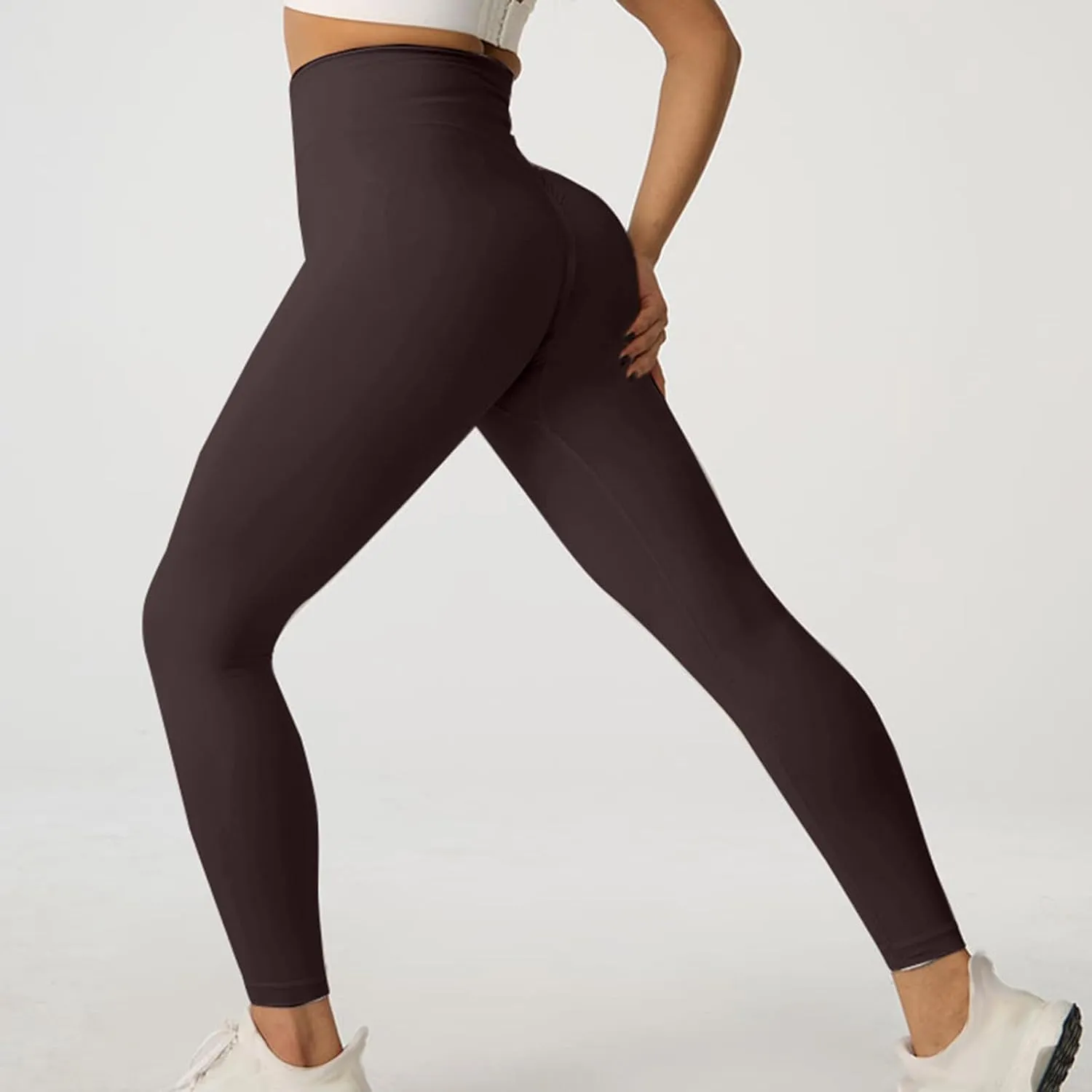 Leggings for Women Tummy Control Petite High Waist Solid Color Yoga Trousers Workout Running Slim Pants