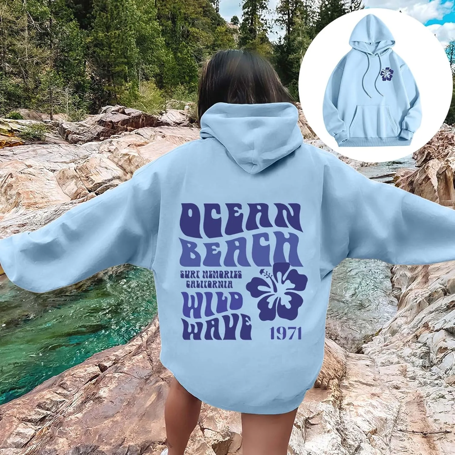 Let'S Be Happy Together Oversized Hoodies For Women Casual Long Sleeve Letter Printed Pullover Hooded Pocket Hoodie