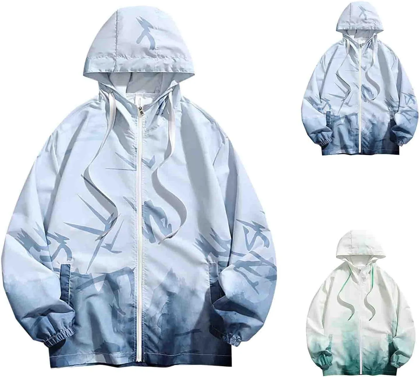Light Jackets For Men UPF 50  Long Sleeve Zip Up Hoodie 2025 Gradient Sun Protection Running Lightweight Jacket Coat