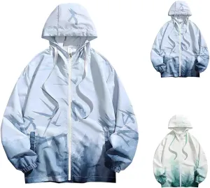 Light Jackets For Men UPF 50  Long Sleeve Zip Up Hoodie 2025 Gradient Sun Protection Running Lightweight Jacket Coat