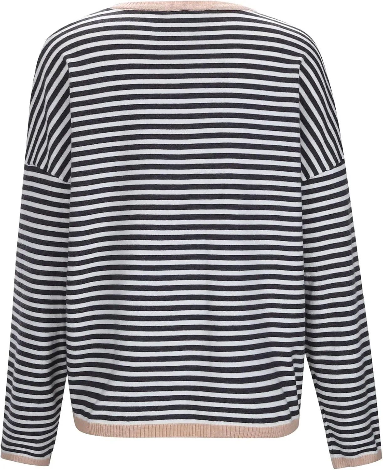 Light Sweatshirt for Women Fashion Casual Round Neck Striped Tops Long Sleeved Sweater Hoodless Hoodie