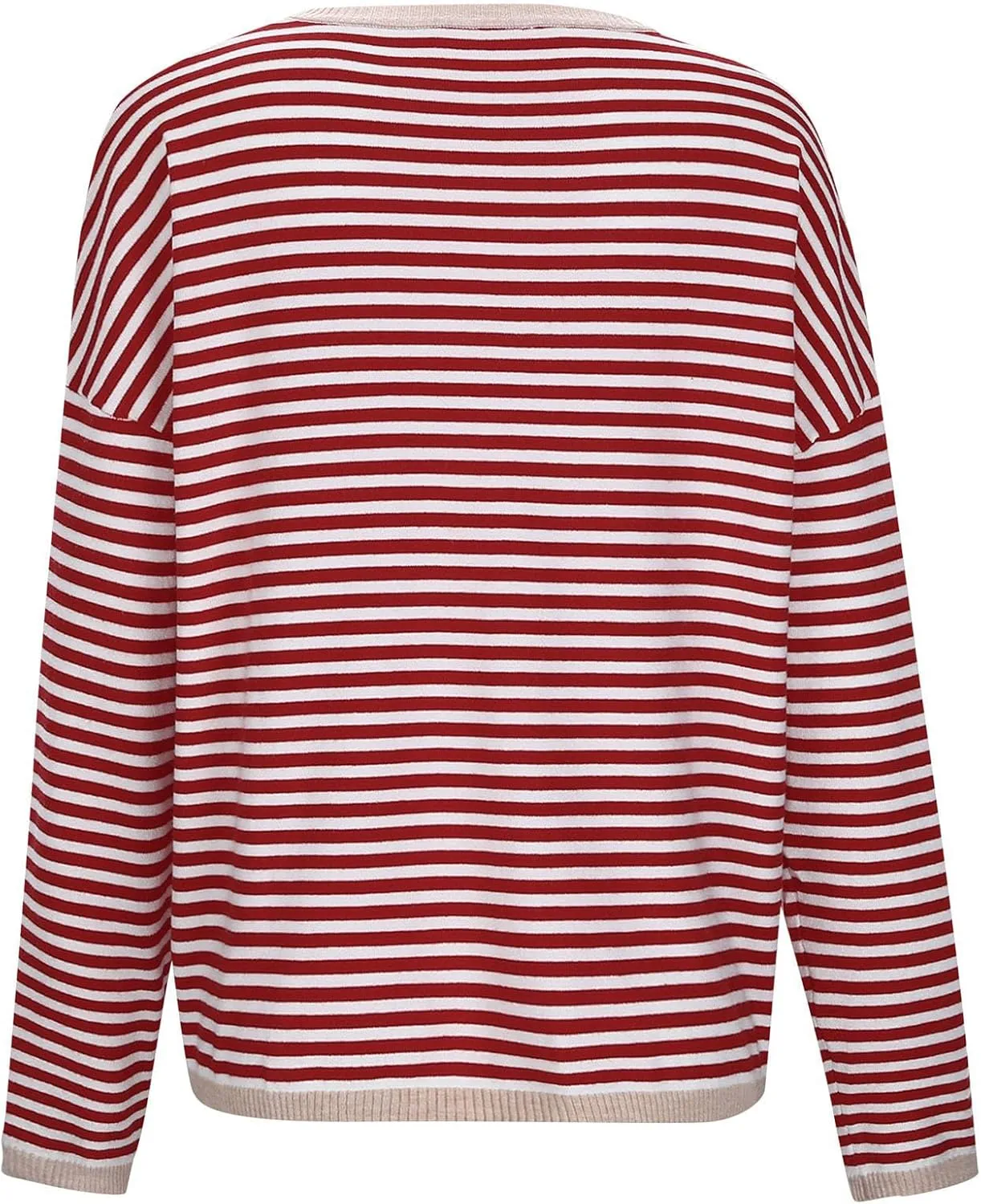 Light Sweatshirt for Women Fashion Casual Round Neck Striped Tops Long Sleeved Sweater Hoodless Hoodie