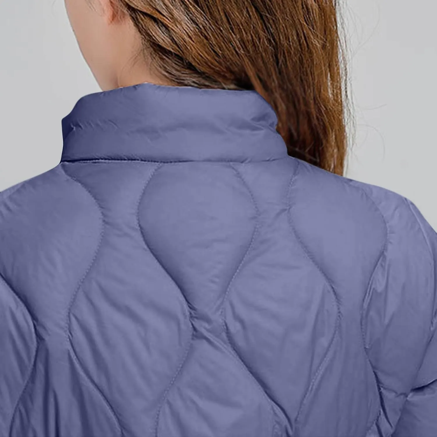 Lightweight Quilted Jackets for Women Stand Collar Jacket Zip up Puffer Jacket Padded Down Jacket with Pockets