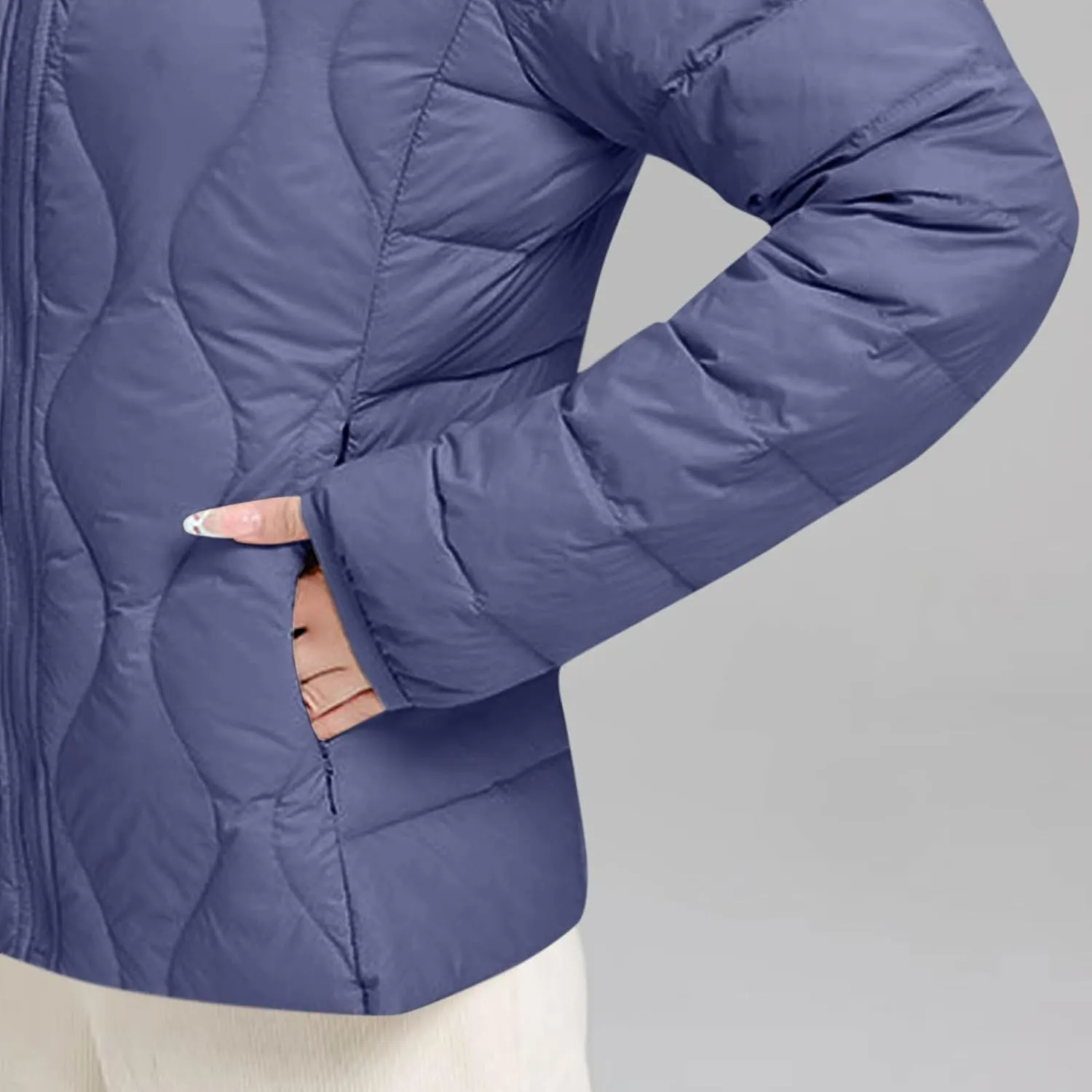 Lightweight Quilted Jackets for Women Stand Collar Jacket Zip up Puffer Jacket Padded Down Jacket with Pockets