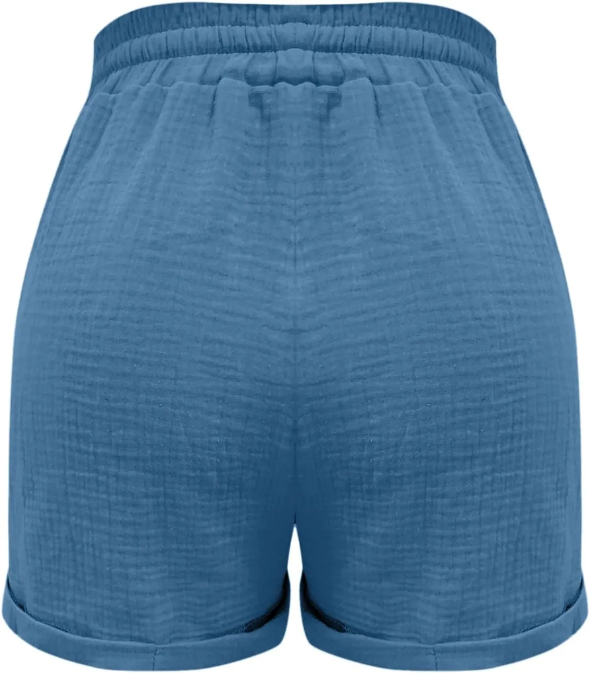 Linen Shorts for Women Elastic Waist Drawstring Shorts Summer Casual Lightweight Lounge Beach Shorts with Pockets