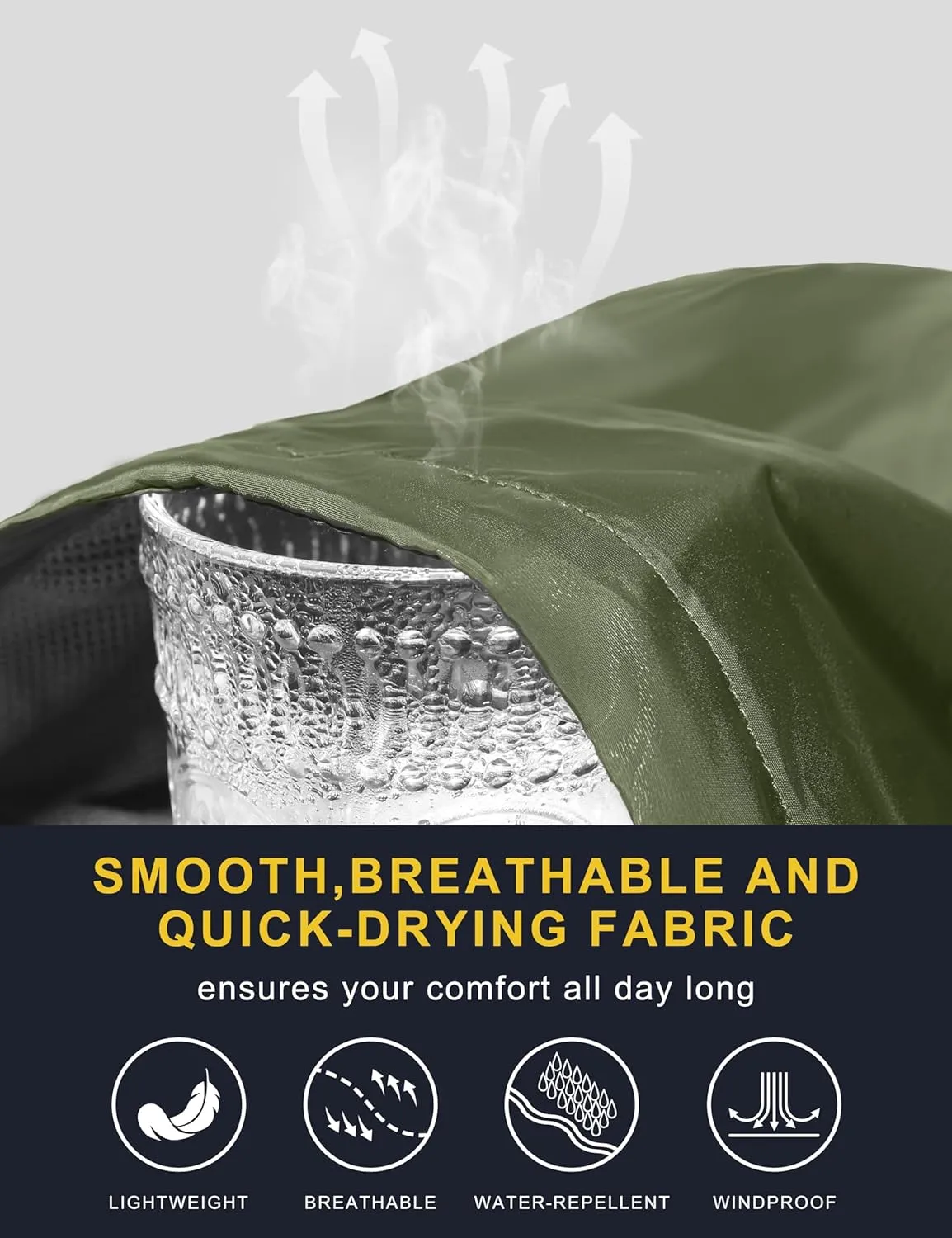 Little Donkey Andy Mens Windbreak Jacket, Quick Drying Water Repellent Light Jackets for Men Wrinkle Reduction