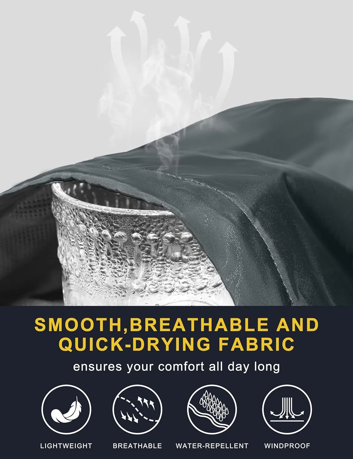 Little Donkey Andy Mens Windbreak Jacket, Quick Drying Water Repellent Light Jackets for Men Wrinkle Reduction