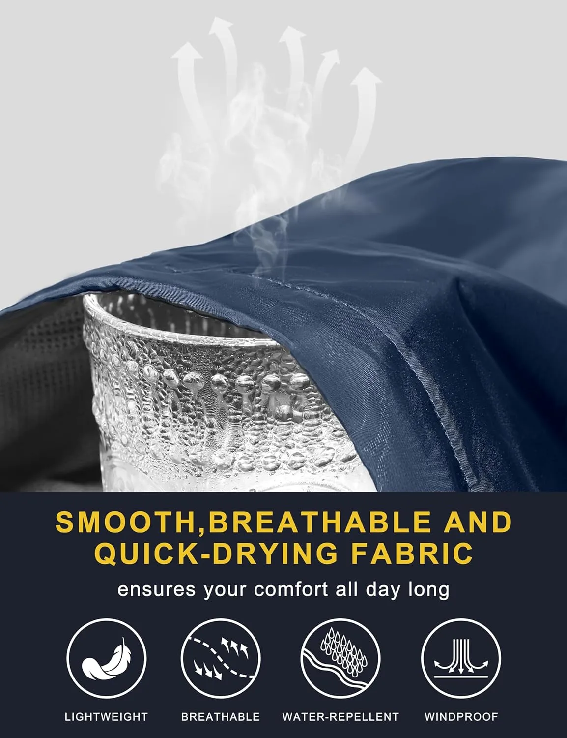 Little Donkey Andy Mens Windbreak Jacket, Quick Drying Water Repellent Light Jackets for Men Wrinkle Reduction