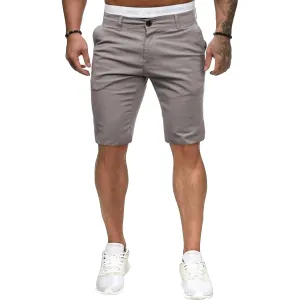 Maiyifu-GJ Men's Slim Fit Classic Chino Short Comfort Stretch Solid Dress Shorts Lightweight Straight Leg Flat Front Shorts (Light Grey,Medium)