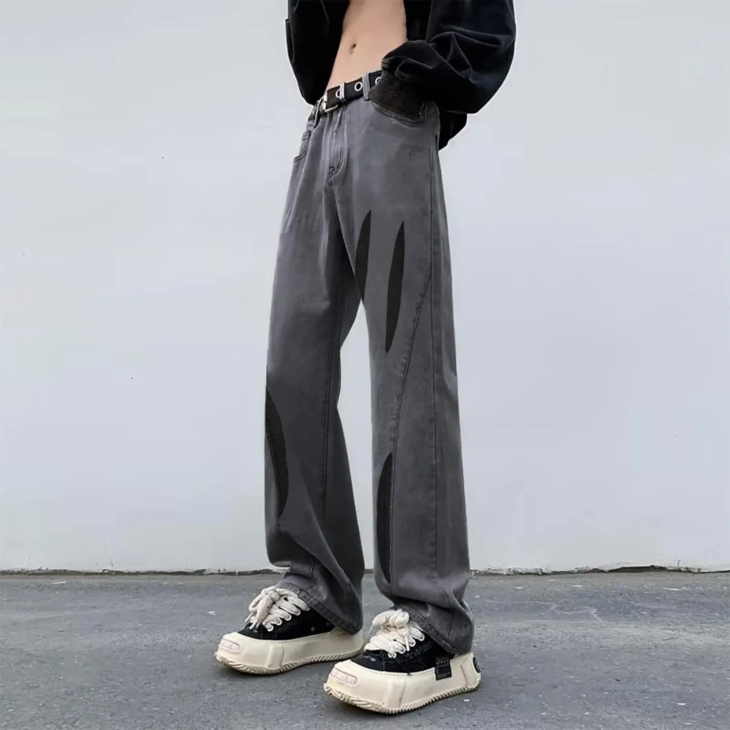 Means Jeans Comfort Stretch Denim Straight Leg Relaxed Fit Jeans for Men Flat Front Hidden Comfort Waistband Pant