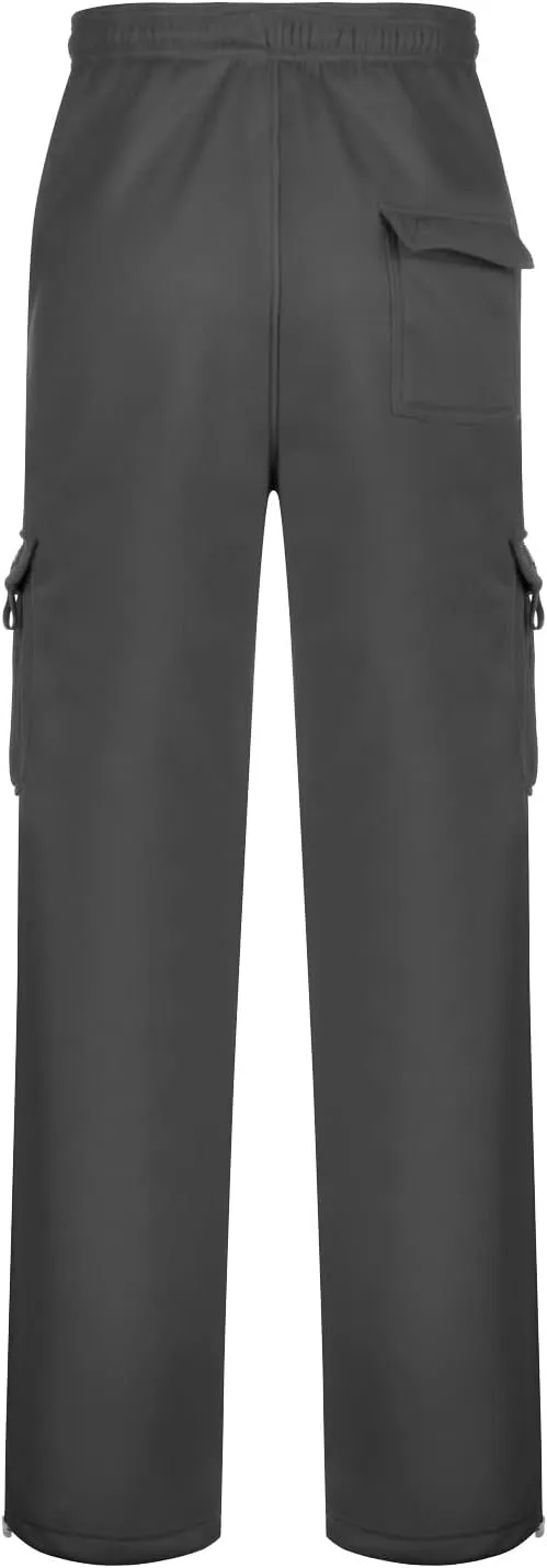 Men Cargo Pants Loose Straight Fit Casual Joggers Drawstring Stretch Elastic Waist Pants Big and Tall Baggy Pants