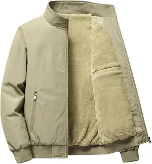 Men Sherpa Lined Winter Coats Faux Fur Plush Button Down Parka Jackets Long Sleeve Zipper Polar Top Warm Top Outwear