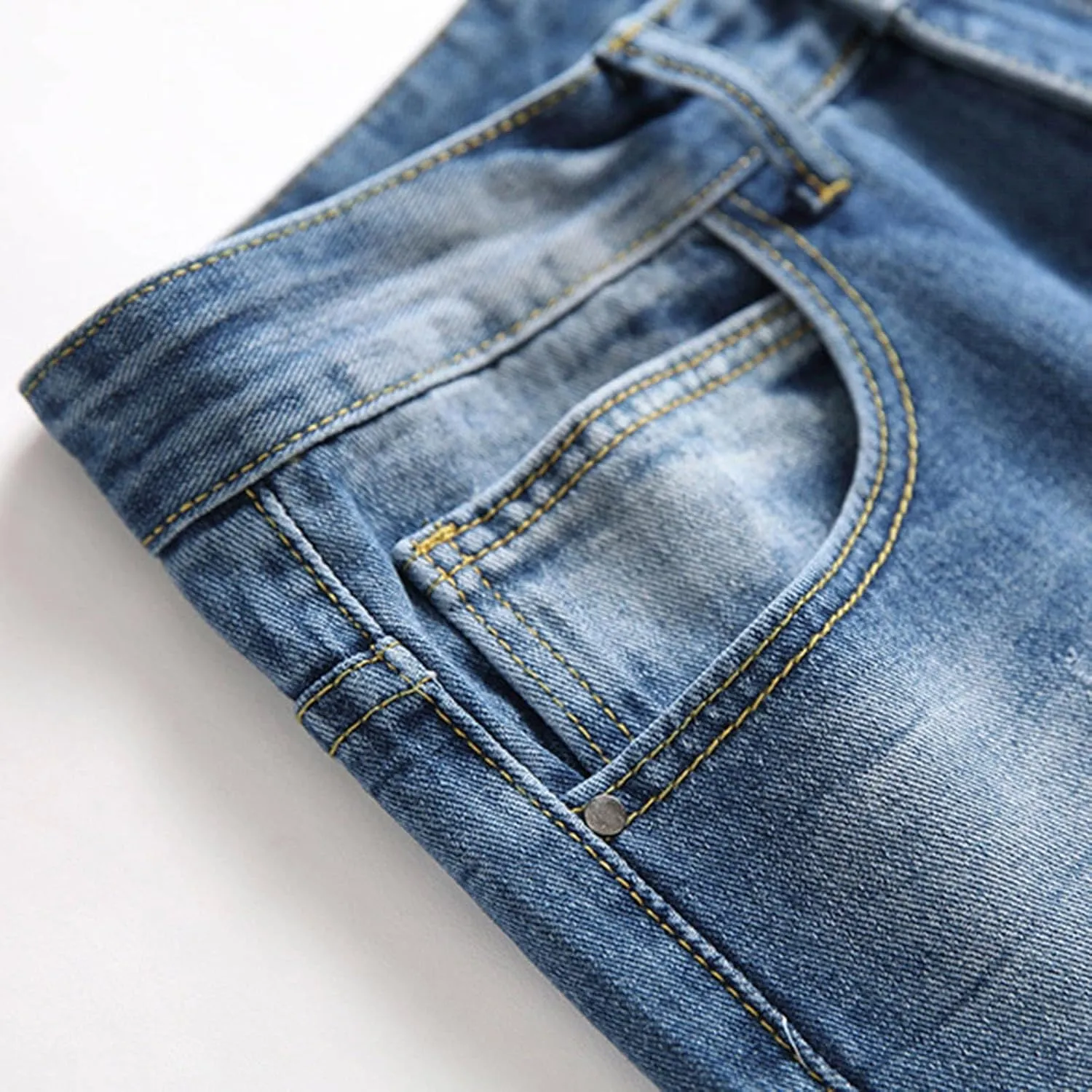 Men Slim Zipper Denim Jeans Pants Straight Leg Plus Size Fashion Pants Flex Waist Jean Jeans for Men Big and Tall