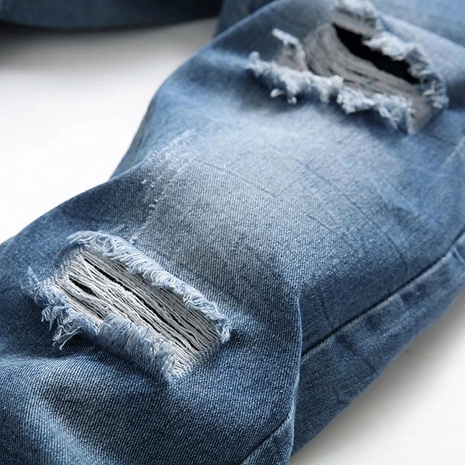 Men Slim Zipper Denim Jeans Pants Straight Leg Plus Size Fashion Pants Flex Waist Jean Jeans for Men Big and Tall
