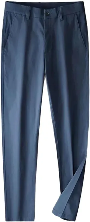 Men Spring Cotton Simple Casual Trousers Slightly Elastic Straight Solid Thin Loose Pants