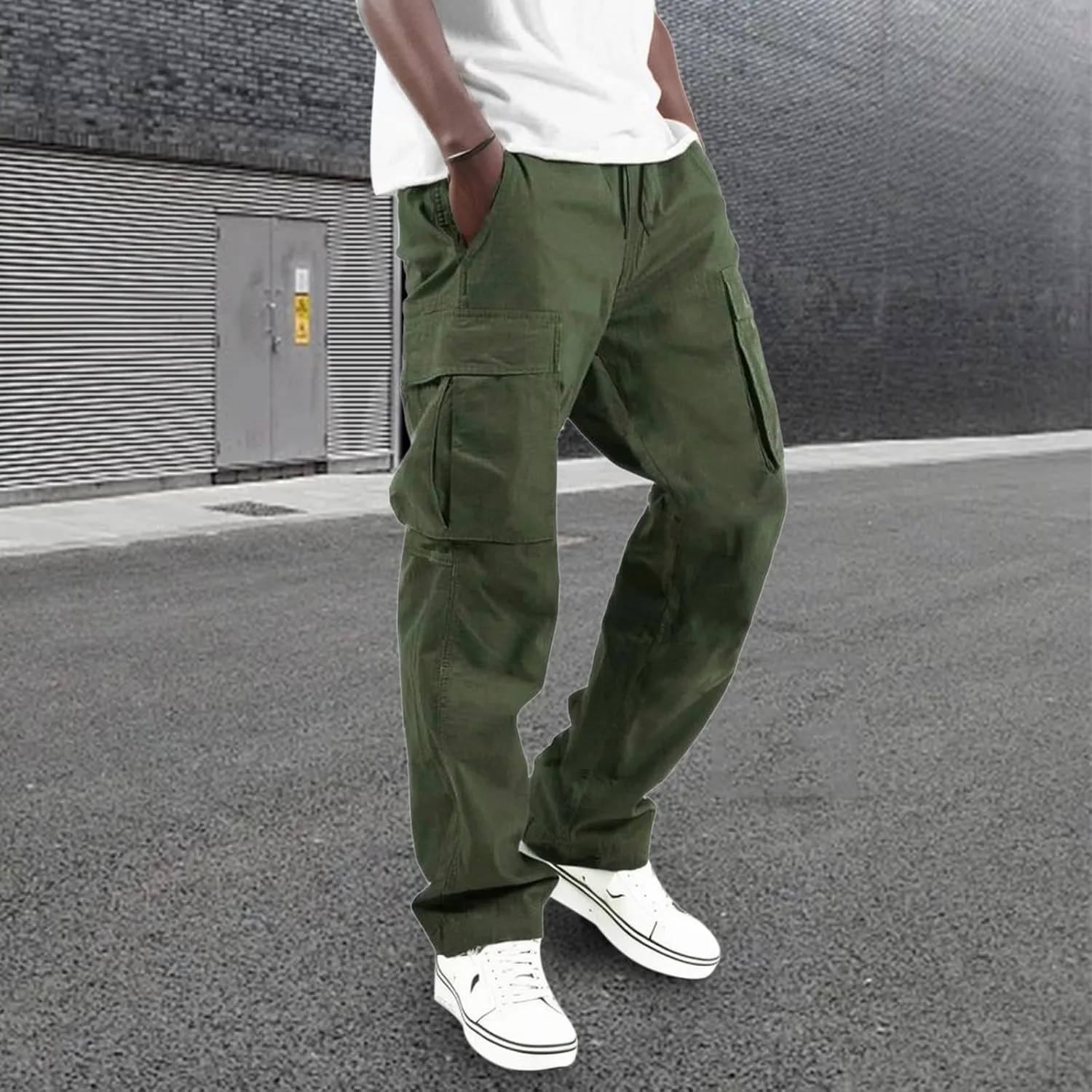 Mens Cargo Pants Casual Joggers Athletic Pants Cotton Loose Straight Sweatpants