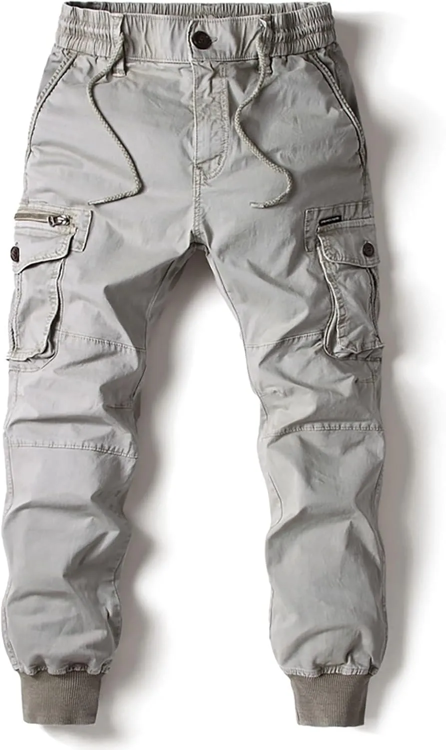 Mens Cargo Pants Multi Pockets Hiking Pants Cotton Stretch Elastic Waist Lightweight Trousers Outdoor Casual Pants