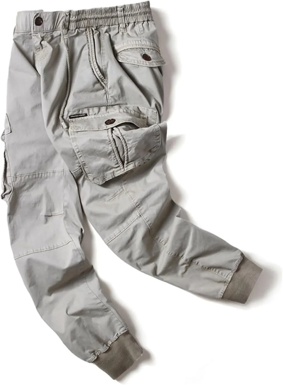 Mens Cargo Pants Multi Pockets Hiking Pants Cotton Stretch Elastic Waist Lightweight Trousers Outdoor Casual Pants