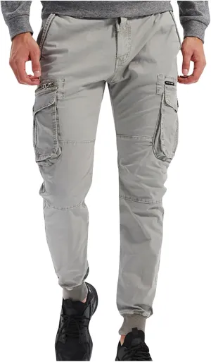 Mens Cargo Pants Multi Pockets Hiking Pants Cotton Stretch Elastic Waist Lightweight Trousers Outdoor Casual Pants