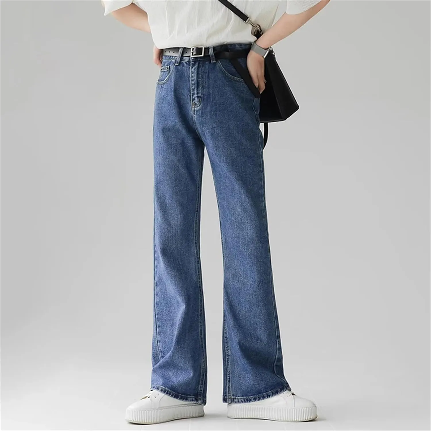 Men's Casual Comfortable Baggy Jeans Fashion Simple Vintage Straight Jeans with Pockets