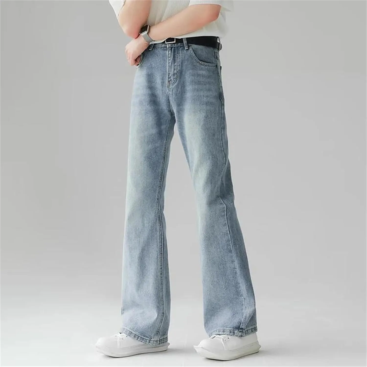Men's Casual Comfortable Baggy Jeans Fashion Simple Vintage Straight Jeans with Pockets