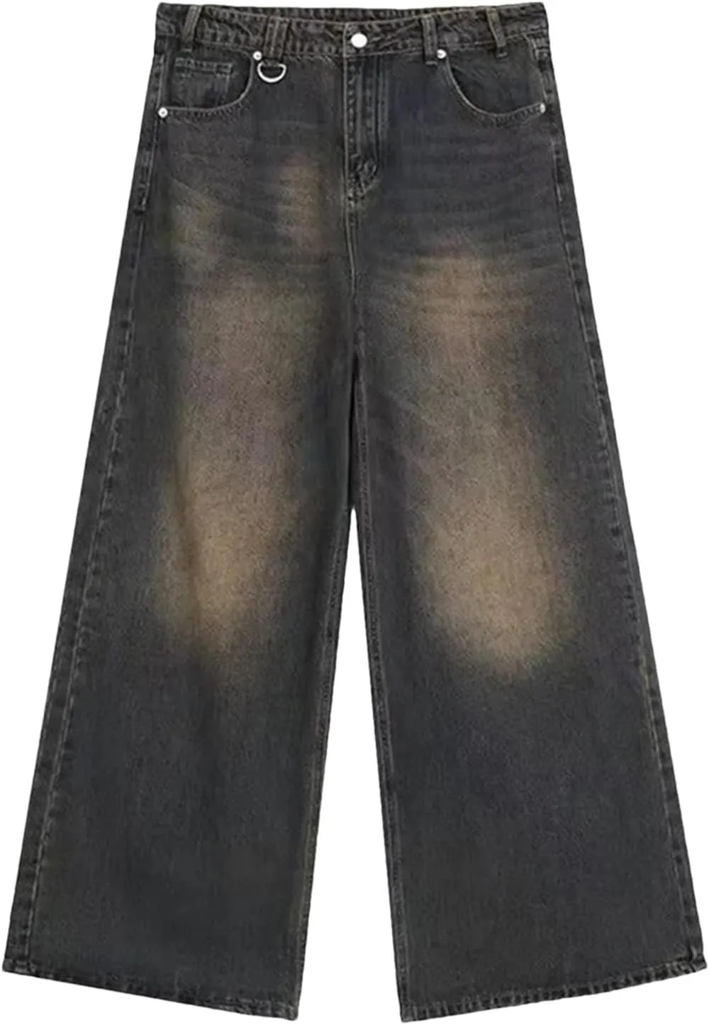 Men's Casual High Waist Wide Leg Jeans Pants Classic Vintage Straight Jeans with Pockets