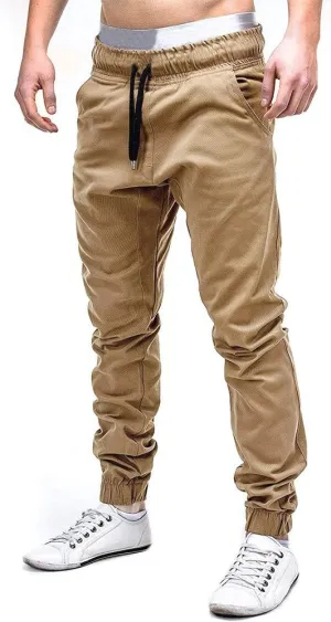 Men's Casual Pants Cargo Pocket Drawstring Classic Elastic Waist Casual Stretch Joggers Workout Running